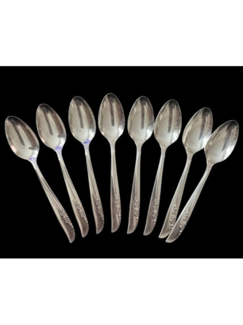 (8) Oneida Ltd 1881 Rogers Lilac Time Silverplate 4.5" Demitasse Spoons Vintage